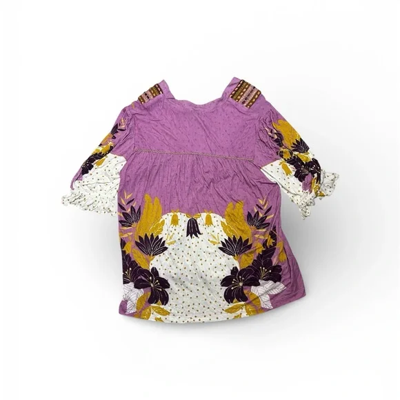 Anthropologie Blnk Stephanie Purple Gold Floral Long Sleeve Top NWT!, Size M - Picture 9 of 10